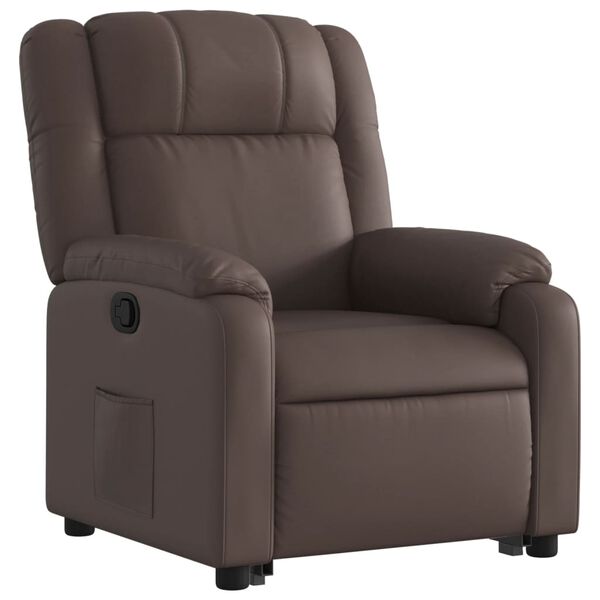 vidaXL Sill&oacute;n reclinable elevable cuero sint&eacute;tico marr&oacute;n