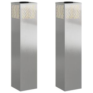 vidaXL Luz de camino LED solar 2 uds. Blanco C&aacute;lido 18 x 18 x 80 cm