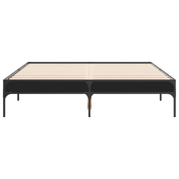 vidaXL Estructura de cama madera de ingenier&iacute;a y metal negro 120x200cm