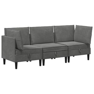 vidaXL Juego de muebles de sal&oacute;n 3 uds. Gris oscuro Terciopelo