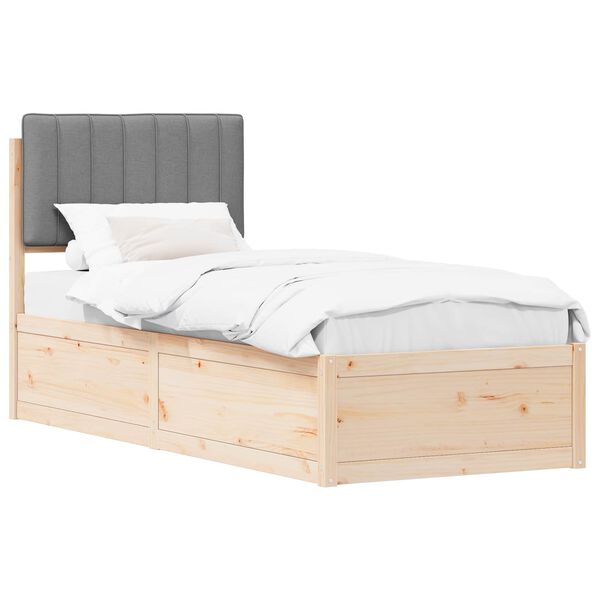 vidaXL Estructura de Cama con Cabecera Tapizada Gris Claro 80 x 200 cm
