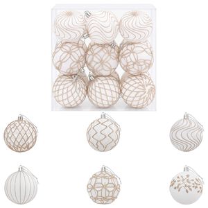 vidaXL Conjunto de bolas de Navidad XL 18 uds. Blanco y Oro Rosa