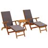 vidaXL Recliner y tumbona plegable 3 uds. Madera de Acacia S&oacute;lida