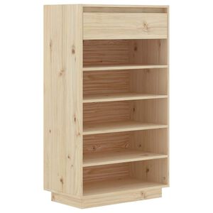 vidaXL Zapatero de madera maciza de pino 60x34x105 cm