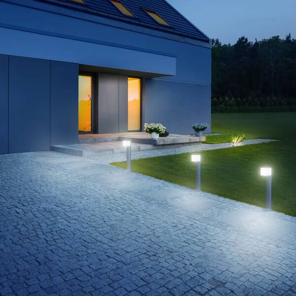 Steinel Bolardo de jard&iacute;n con sensor GL 80 LED IHF CUBO plata 055486