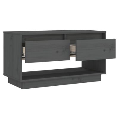 vidaXL Mueble de TV de madera maciza de pino gris 74x34x40 cm