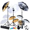 Kit De Estudio: 3 Cabezas Del Flash, 9 Paraguas, Tr&iacute;pode & Reflector