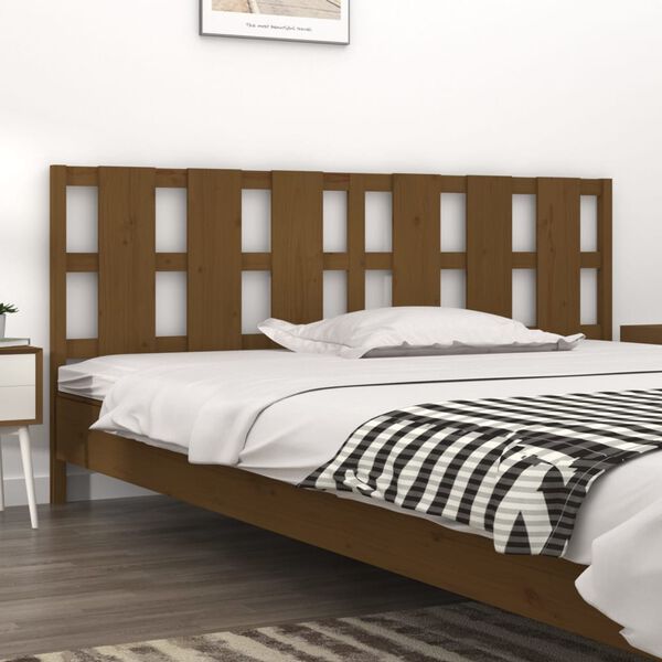 vidaXL Cabecero de cama madera maciza pino marr&oacute;n miel 205,5x4x100 cm