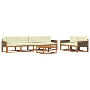 vidaXL Conjunto de sof&aacute;s de exterior con coj&iacute;n 7 pcs Natural y Crema