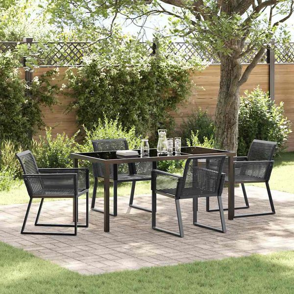 vidaXL Conjunto de Comedor de Jard&iacute;n 5 pcs Negro