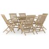 vidaXL Juego de comedor de jard&iacute;n 7 piezas madera maciza de teca gris