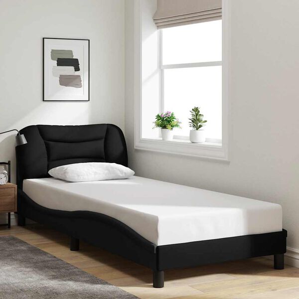 vidaXL Estructura de cama sin colch&oacute;n Hvar tela negro 90x190 cm