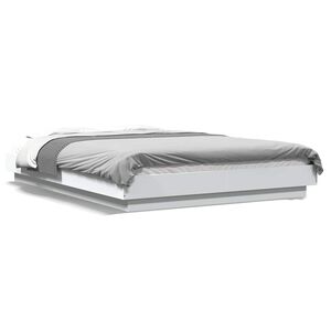vidaXL Estructura de cama con LED madera ingenier&iacute;a blanco 120x190 cm