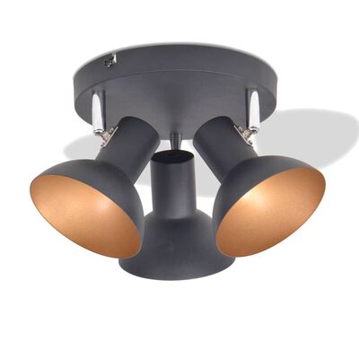 vidaXL Lámpara de techo para 3 bombillas E27 negra y dorada