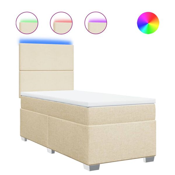 vidaXL Cama box spring con colch&oacute;n tela color crema 100x200 cm