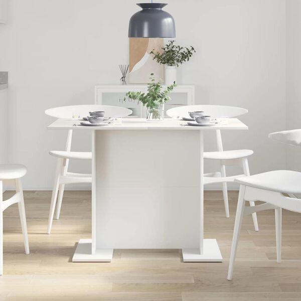 vidaXL Mesa de comedor de madera contrachapada blanco 110x60x75 cm