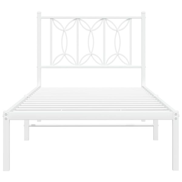 vidaXL Estructura cama sin colch&oacute;n con cabecero metal blanco 90x200 cm