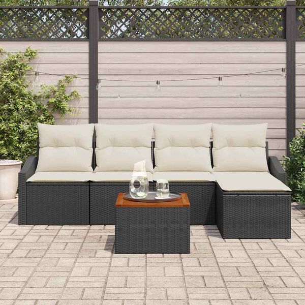 vidaXL Conjunto de sof&aacute;s de jard&iacute;n 6 pcs Negro rat&aacute;n sint&eacute;tico