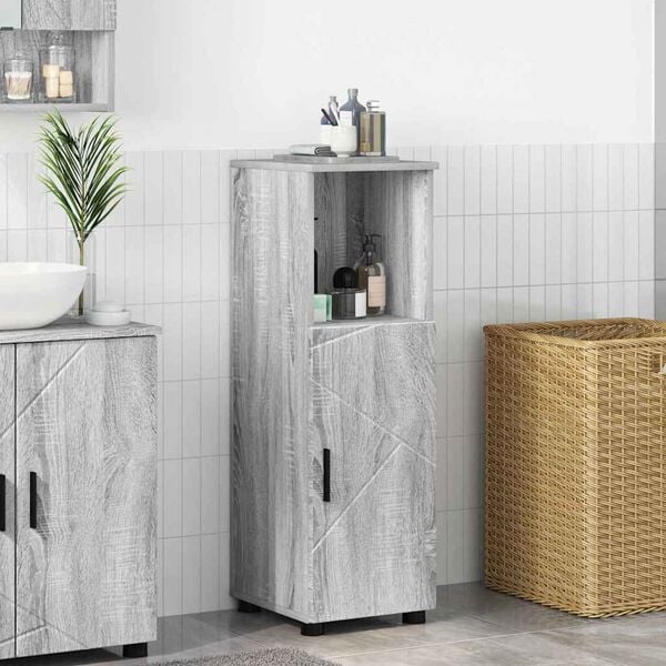 vidaXL Gabinete de Ba&ntilde;o con almacenamiento Gris Sonoma 30 x 35 x 95 cm