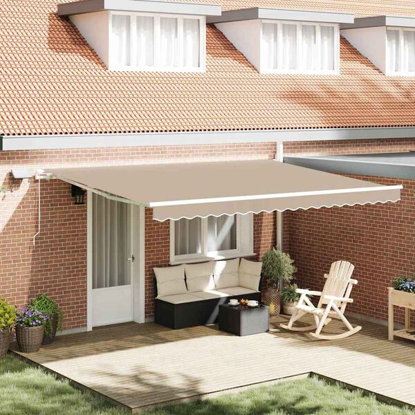 vidaXL Toldo Retr&aacute;ctil Manual Beige 450 x 300 cm Tela y acero