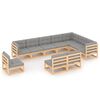 vidaXL Juego de muebles de jard&iacute;n 10 pzas y cojines madera maciza pino