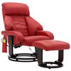 vidaXL Sillón de masaje de TV reclinable de cuero sintético rojo