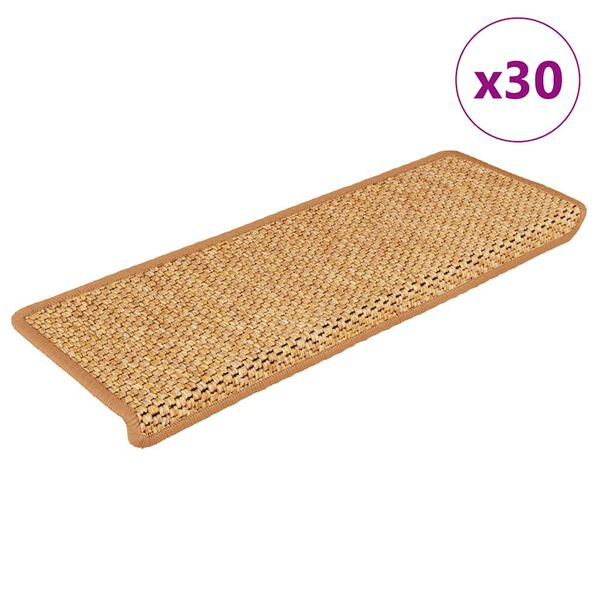 vidaXL Alfombra autoadhesiva escalera sisal 30 uds 65x21x4 cm sisal