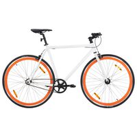 vidaXL Bicicleta de piñón fijo blanco y naranja 700c 51 cm