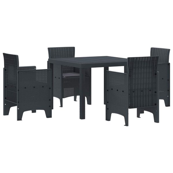 vidaXL Conjunto de Comedor de Jardín 5 pcs Antracita Ratan Polt