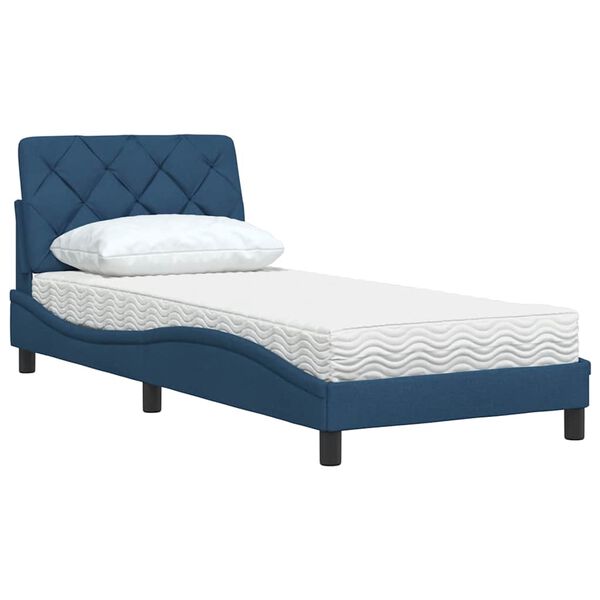 vidaXL Cama con colch&oacute;n tela azul 90x190 cm
