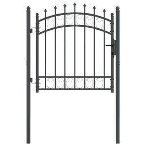 vidaXL Puerta de cerca con picos EMMEN 100 x 100 cm Gris Con cerradura
