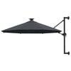 vidaXL Sombrilla de jard&iacute;n de pared con luces LED antracita 300 cm