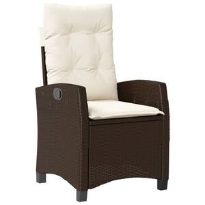 vidaXL Sill&oacute;n reclinable de jard&iacute;n con cojines rat&aacute;n sint&eacute;tico marr&oacute;n