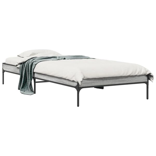 vidaXL Estructura cama madera ingenier&iacute;a metal gris Sonoma 90x200 cm