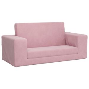 vidaXL Sof&aacute; cama para ni&ntilde;os de 2 plazas felpa suave rosa