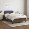 vidaXL Cama box spring con colch&oacute;n y LED tela marr&oacute;n oscuro 120x200 cm