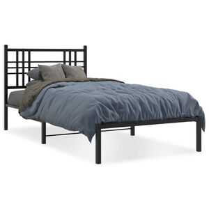 vidaXL Estructura cama sin colch&oacute;n con cabecero metal negro 90x190 cm