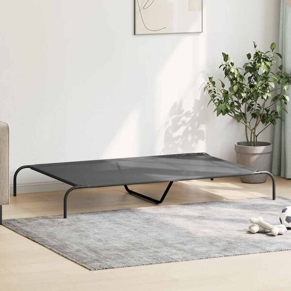 vidaXL Cama elevada para perros gris 150x90x20 cm textilene y acero