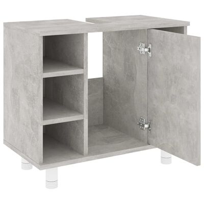 vidaXL Conjunto de muebles de baño 3 piezas aglomerado gris hormigón