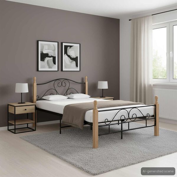 vidaXL Estructura de cama sin colch&oacute;n metal negro 120x200 cm