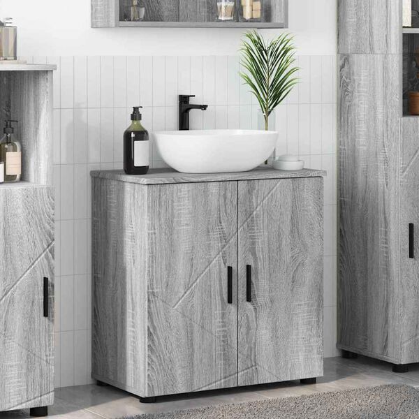 vidaXL Gabinete de Ba&ntilde;o con almacenamiento Gris Sonoma 61 x 35 x 64 cm