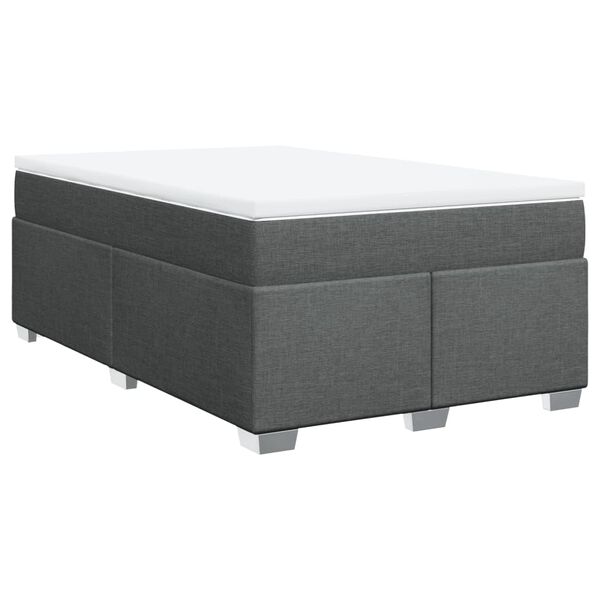 vidaXL Cama box spring con colch&oacute;n tela gris oscuro 120x190 cm