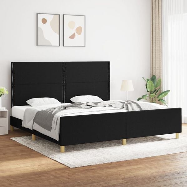 vidaXL Cama sin colch&oacute;n tela negro 200x200 cm