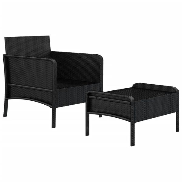vidaXL Set de muebles de jardín 2 pzas y cojines ratán sintético negro
