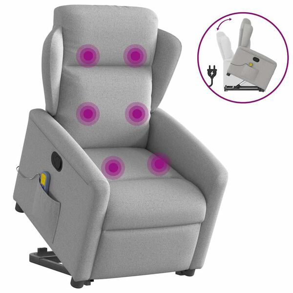 vidaXL Sill&oacute;n de masaje reclinable de pie de tela gris nube