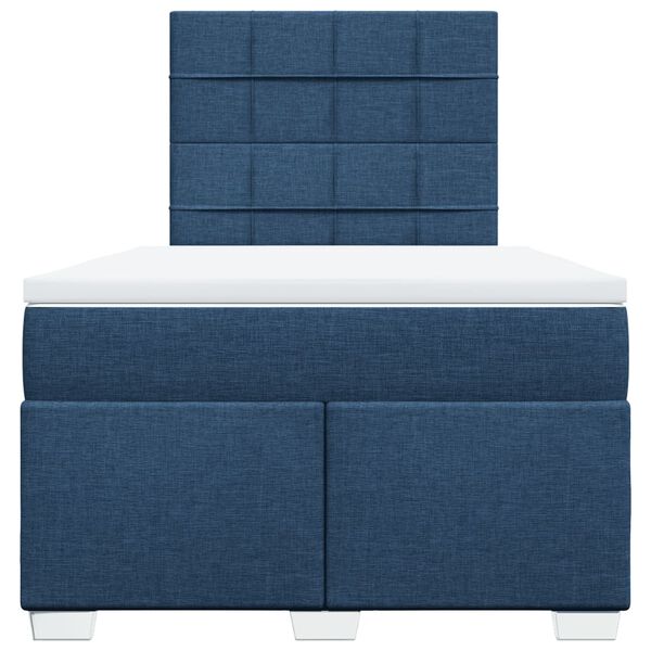 vidaXL Cama box spring con colch&oacute;n tela azul 120x200 cm