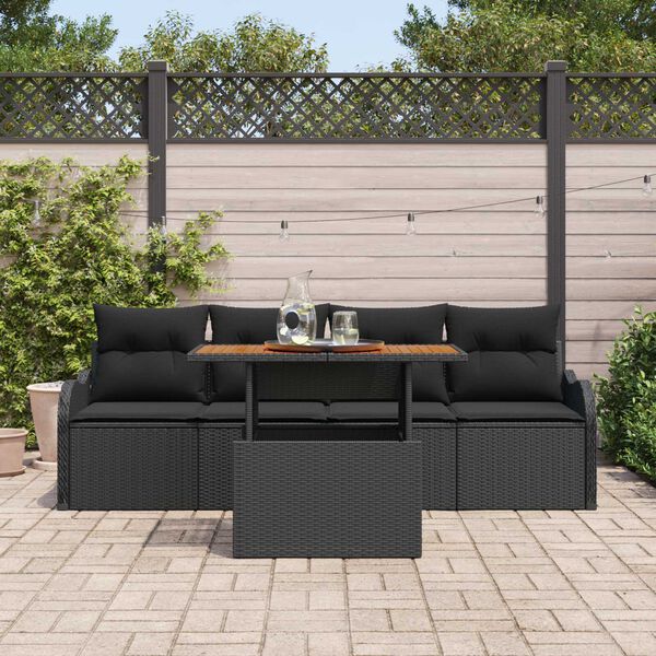 vidaXL Conjunto de sofá de jardín 5 pcs Negro Poliratán