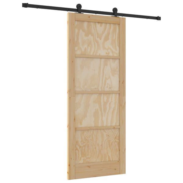 vidaXL Puerta Corredera Natural y negro 83 x 202 cm