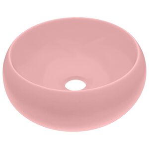 vidaXL Lavabo de lujo redondo cer&aacute;mica rosa mate 40x15 cm