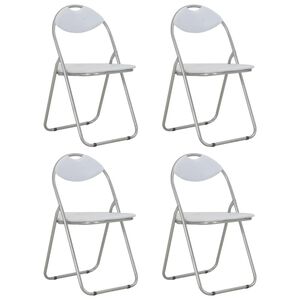 vidaXL Sillas plegables, 4 unidades, piel sint&eacute;tica blanca.